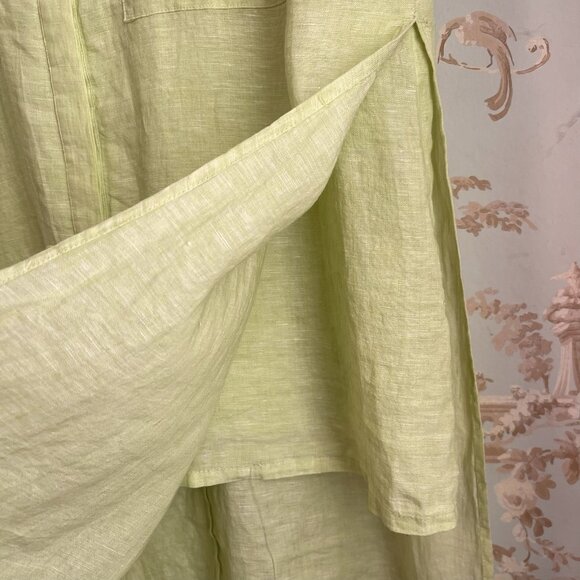 Chicos Womens 100% Linen Shirt Dress Size 2 Green Minimalist Coastal Resort - Picture 5 of 9
